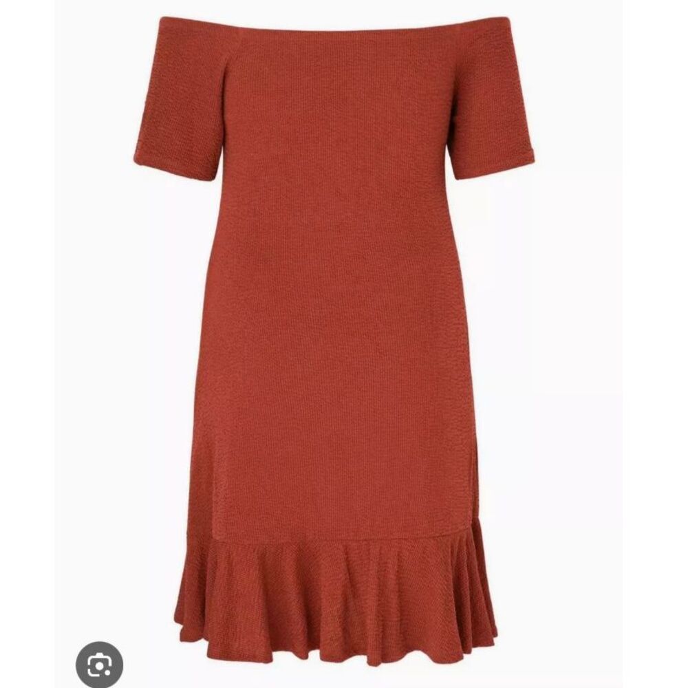 TORRID BRICK RED SMOCKED INSPIRED TEXTURED OFF SHOULDER DRESS SIZE 3X